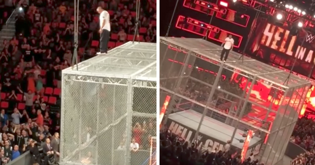 WWE: Shane McMahon salta desde lo alto de la jaula y se hace añicos. Vídeo desde diferentes ángulos