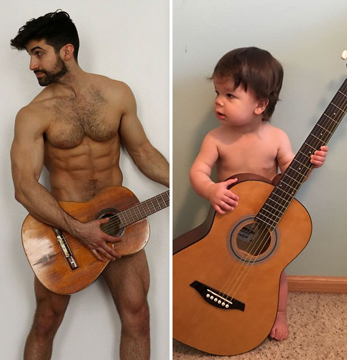 Esta madre se burla de su hermano modelo haciendo que su bebé recree sus poses, y el resultado es tan divertido como adorable