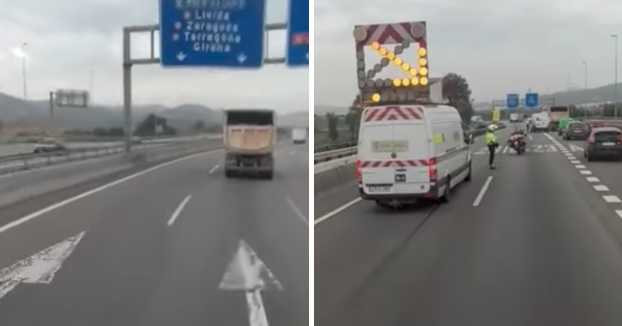 Un camionero le pregunta a un mosso por qué está cortada la carretera. Esto es lo que le responde el agente