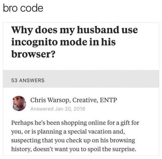 ¿Por qué mi marido usa el modo incógnito en el navegador?