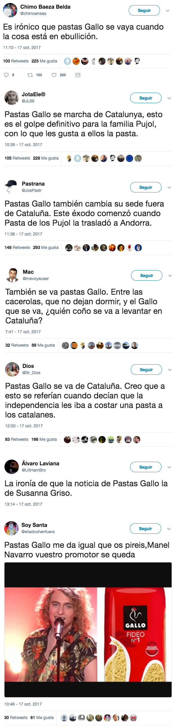 Pastas Gallo anuncia que se va de Cataluña y en Twitter empieza el cachondeo