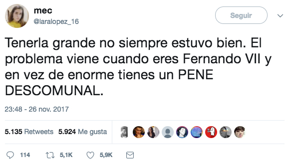 ''Tenerla grande no siempre estuvo bien''. El hilo de Twitter sobre el descomunal pene de Fernando VII