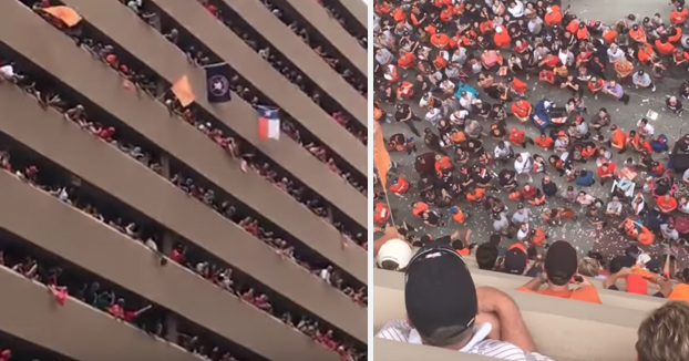 Se le cae la gorra desde un octavo piso y los aficionados de los Houston Astros consiguen devolvérsela