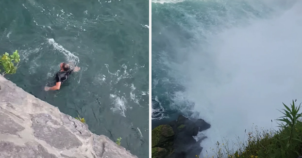 Un turista graba como un hombre se precipita al vacío en las cataratas del Niágara