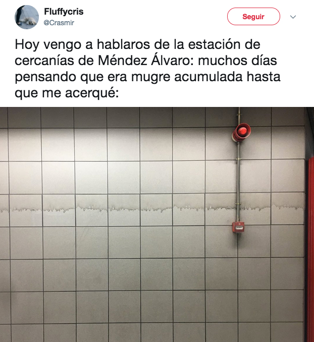 Hoy vengo a hablaros de la estación de Méndez Álvaro: muchos días pensando que era mugre acumulada hasta que me acerqué