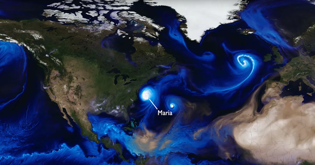 La NASA simula todos los huracanes de 2017 en dos minutos