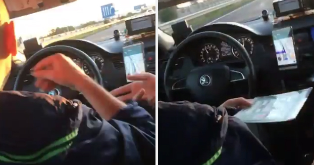 ''¡Eso es, hasta el fondo, ahora me toca a mí!'': Un taxista de Madrid esnifando cocaína mientras conduce