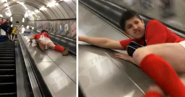 Cuando decides bajar las escaleras mecánicas deslizándote y te metes la hostia de tu vida