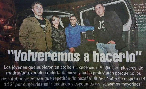 Los jóvenes atrapados en el Angliru: "Volveremos a hacerlo"