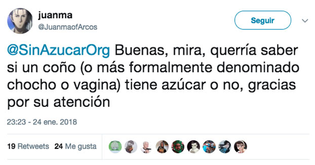 La consulta de Juanma a SinAzucarOrg