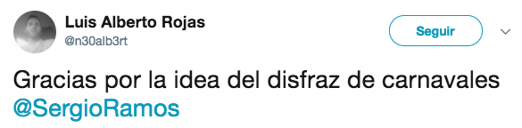 Le dan las gracias a Sergio Ramos por la idea del disfraz para Carnaval y el jugador les responde