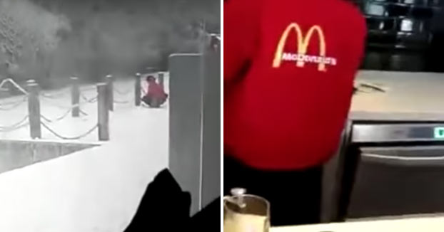 Graban a una empleada de McDonald's recogiendo nieve del suelo para servirla en las bebidas