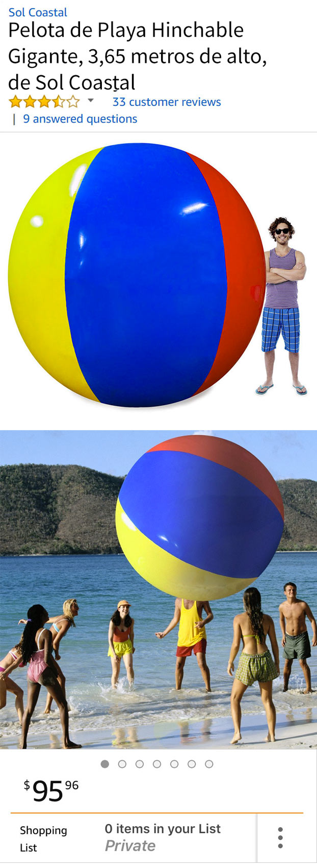 Cachondeo por la reseña de una pelota hinchable gigante que ha dejado en Amazon un cliente descontento