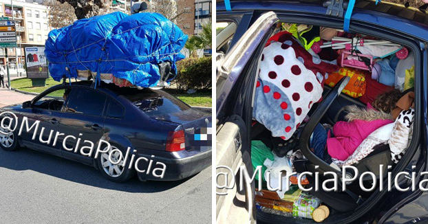 Interceptan un coche por exceso de peso en Murcia y encuentran una niña entre los enseres