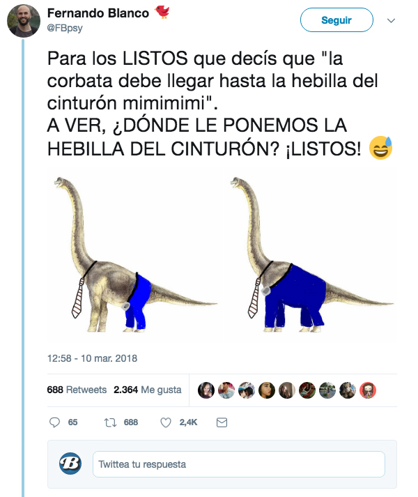 Si un Brachiosaurus se pusiera corbata para una entrevista de trabajo, ¿cómo lo haría?