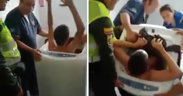 Un joven se queda atrapado en la lavadora al intentar hacer un reto viral
