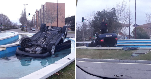 La Policía de Valladolid informa sobre un accidente contra una fuente de la ciudad