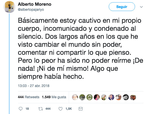 El tuit de Alberto: ''¿Qué le hace sonreír a un parapléjico? Que todo va sobre ruedas''