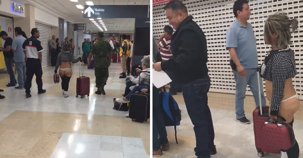 Una mujer se pasea en tanga por un aeropuerto de México 'como Pedro por su casa'