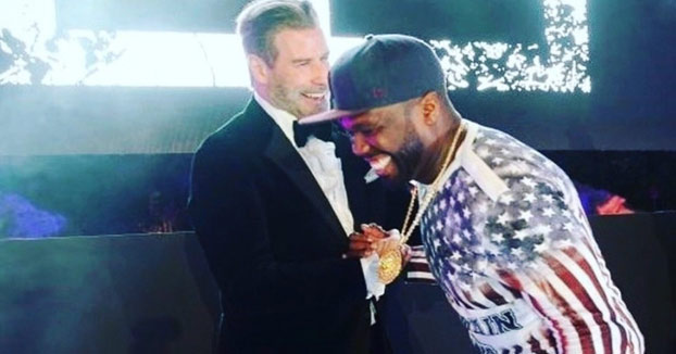 El invitado especial de 50 Cent durante una actuación en el Festival de Cannes