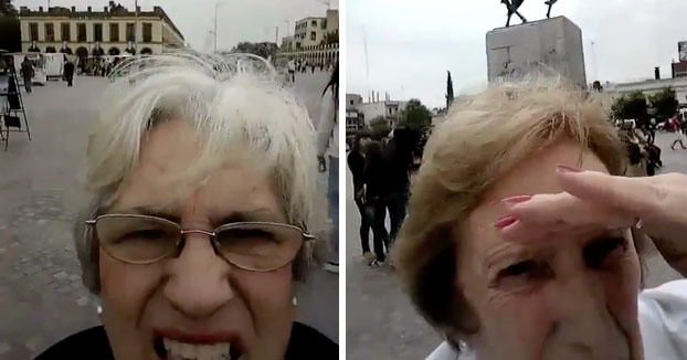 No puedo parar de verlo: La lucha de dos abuelas con el móvil intentando sacar una foto a la basílica