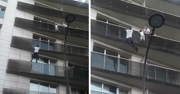 Un inmigrantes escala 4 pisos de un edificio de París para salvar a un niño a punto de caer [Vídeo]