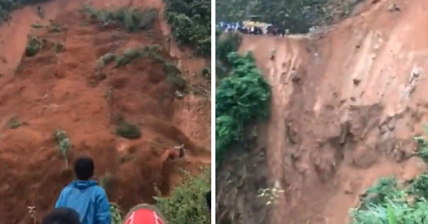 Dos hombres consiguen escapar de la muerte tras un deslizamiento de tierra en Vietnam [Vídeo]