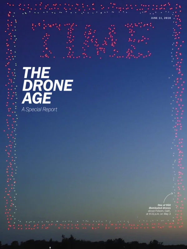 Utilizan 958 drones para hacer la portada de la revista TIME