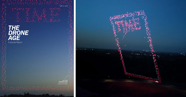 Utilizan 958 drones para hacer la portada de la revista TIME