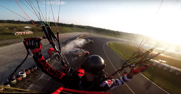 Drifting grabado desde un paramotor