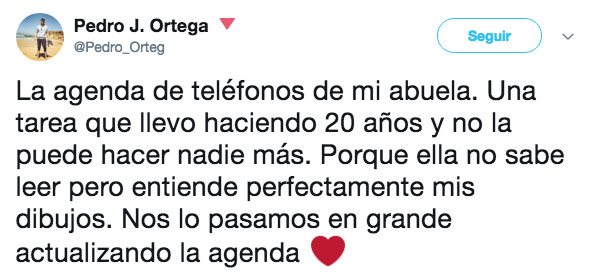 La agenda de teléfonos de mi abuela. Una tarea que llevo haciendo 20 años ya que ella no sabe leer