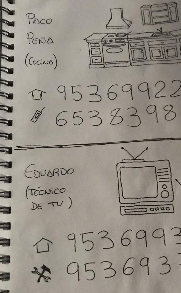 La agenda de teléfonos de mi abuela. Una tarea que llevo haciendo 20 años ya que ella no sabe leer