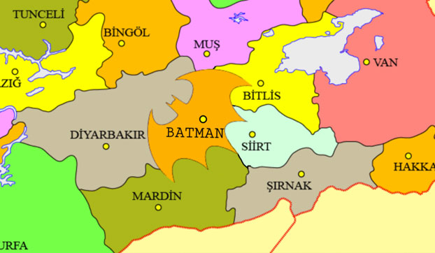 Una petición pide modificar la frontera de Batman, en Turquía, para darle la forma del logo del superhéroe