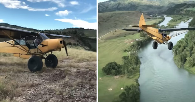 Despegando con la avioneta en el acantilado