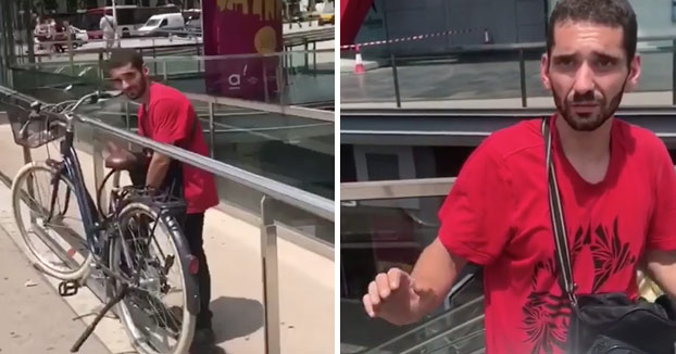 Ladrón de bicicleta pillado en plena acción por la dueña de la bici en Barcelona