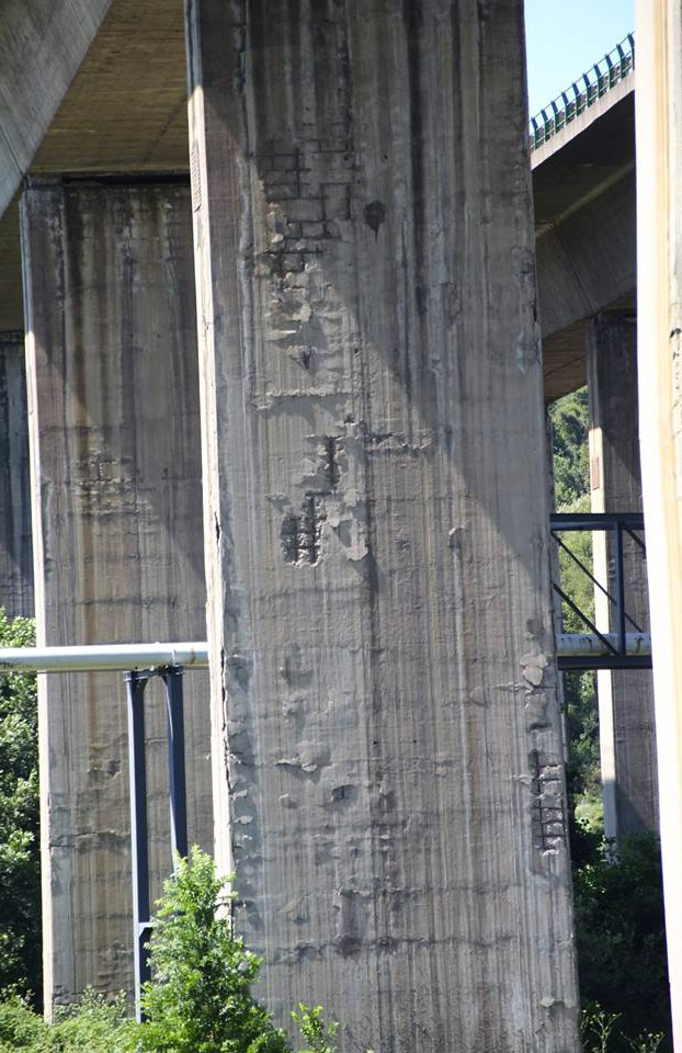 Fotos del estado de los pilares del viaducto de Somonte en la Y asturiana