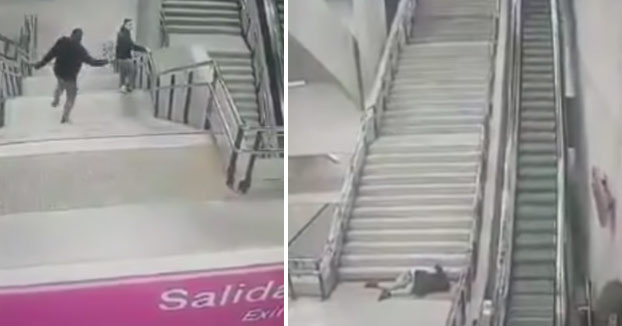 Atención a la caída de este chaval por las escaleras del metro