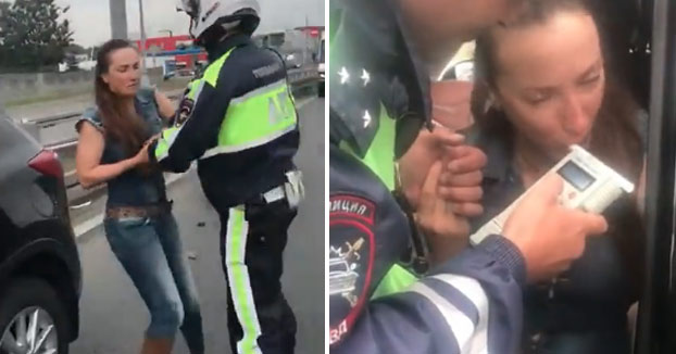 Persecución de la policía a una conductora borracha que iba a toda velocidad por una autopista de Moscú