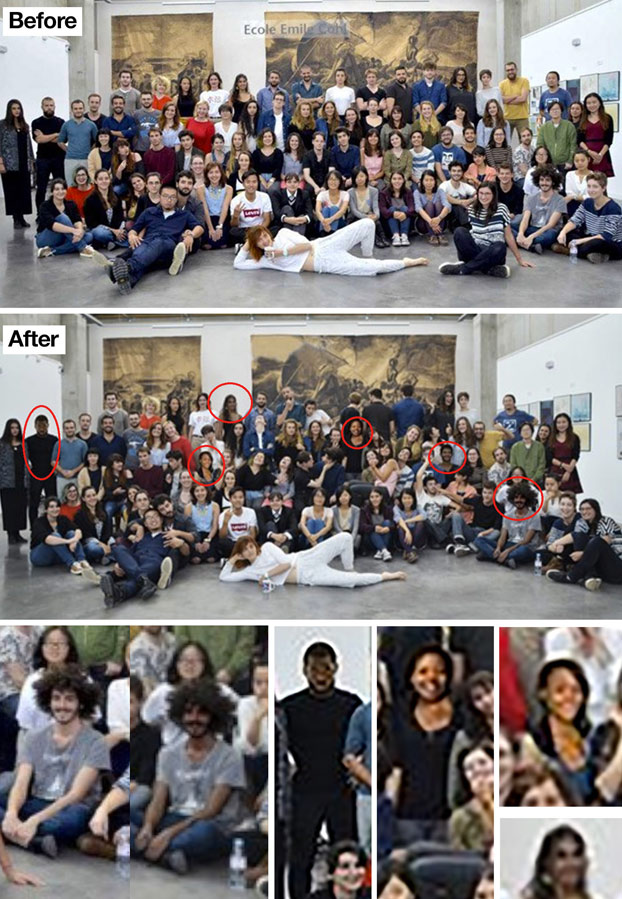 Una escuela francesa pillada oscureciendo la piel de sus alumnos blancos y añadiendo estudiantes negros con Photoshop