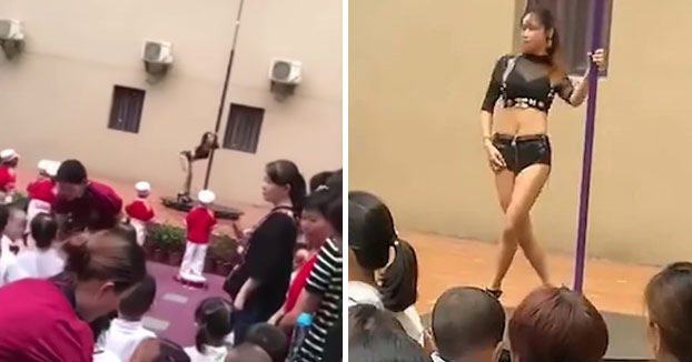 Una guardería de China inaugura el curso escolar con una bailarina de 'pole-dance'