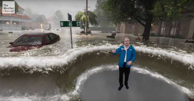 The Weather Channel emula con realidad aumentada las posibles inundaciones que habría en Carolina de Norte tras el paso del huracán Florence
