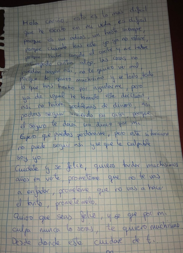 Carta de despedida de una chica ludópata