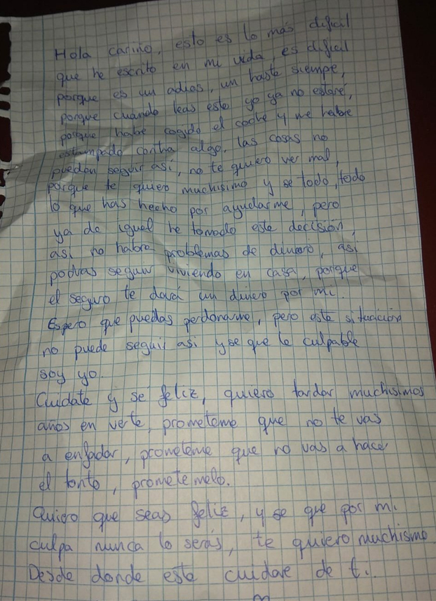 Carta de despedida de una chica ludópata