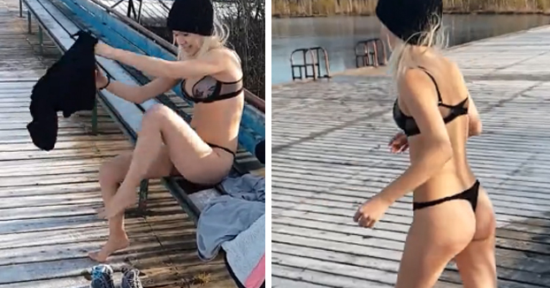 El vídeo completo de la chica rusa que saltó en bomba a un lago congelado