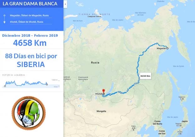 Un ciclista español es encontrado en una carretera de Siberia a -50º C