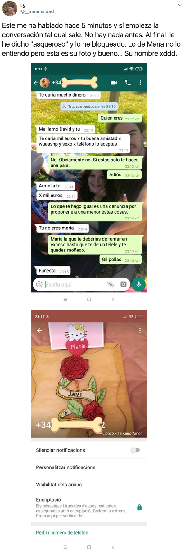 Publica un anuncio para trabajar de niñera en Alicante y recibe todo tipo de propuestas. Estas son las capturas de WhatsApp