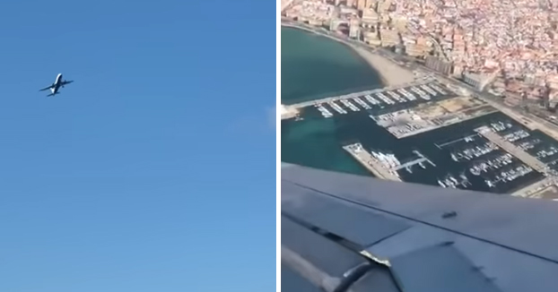 El fuerte viento zarandea un avión de British Airways en Gibraltar