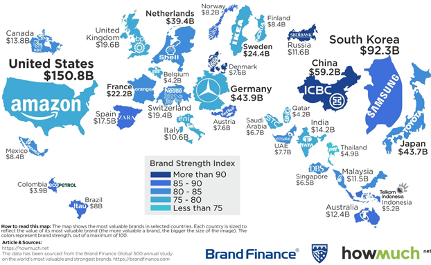 Las marcas más valiosas de cada país en 2018