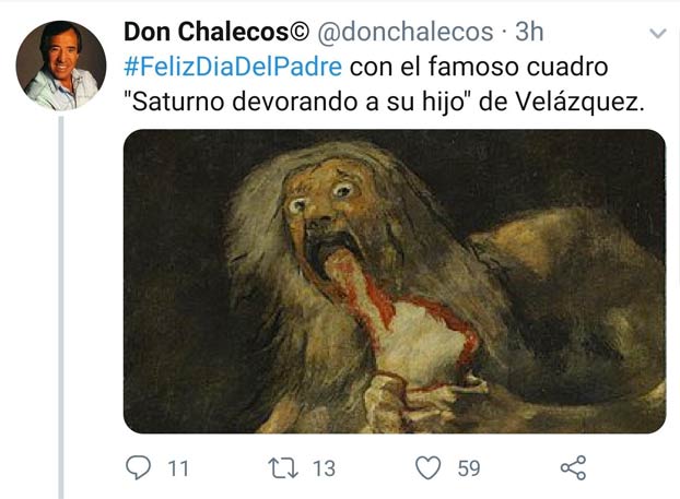 Twitter en estado puro: ''Feliz Día del Padre con el famoso cuadro 'Saturno devorando a su hijo' de Velázquez''