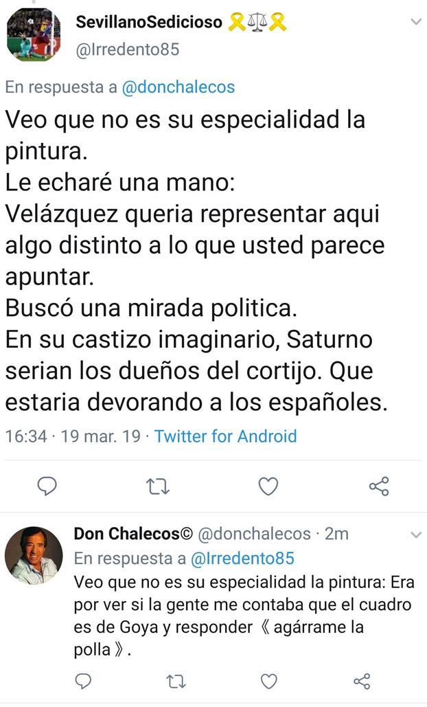 Twitter en estado puro: ''Feliz Día del Padre con el famoso cuadro 'Saturno devorando a su hijo' de Velázquez''